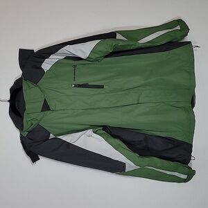 Free Country Mens Ski Coat Size L Green Zip Pockets Lined Hoodie Snow Winter